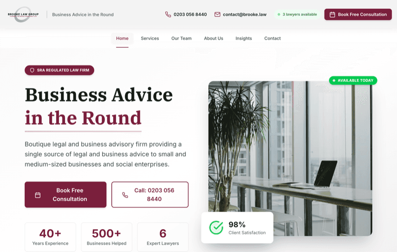 Brooke Law Firm - Custom website development by Goodman Tech