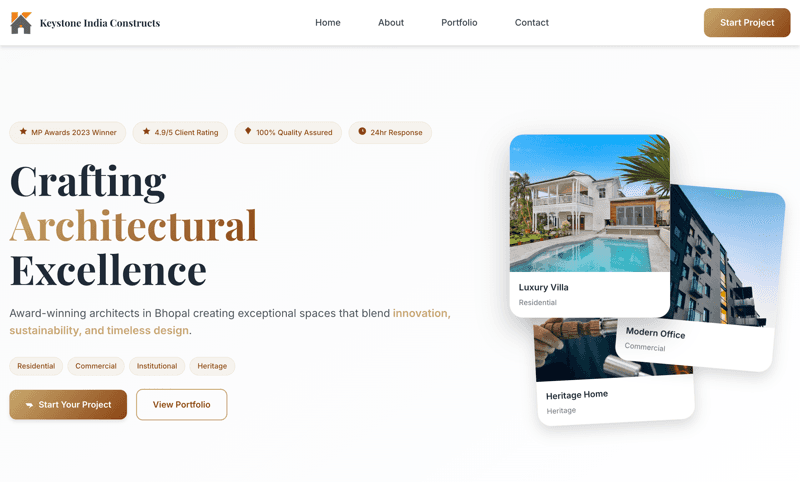 Keystone India Constructs - Custom website development by Goodman Tech