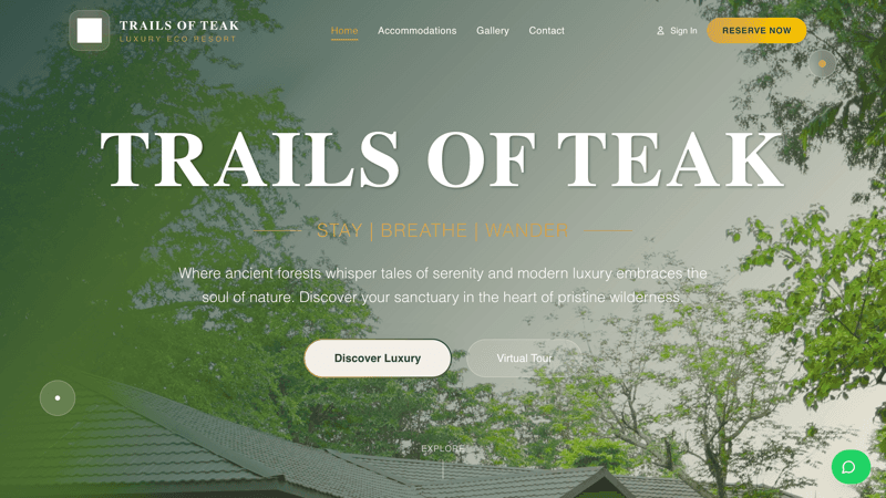 Trails of Teak Resort - Custom website development by Goodman Tech